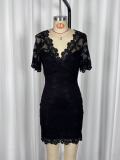 Chic Sexy V-Neck See-Through Lace Bodycon Dress