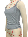 Y2K Sexy Grey Adjustable Straps Cami Top