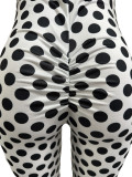 Fashion Polka Dot Print Streetchy Halter Neck Backless Rompers