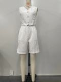 Fashion Two Piece Outfit Matching Vest Shorts Set