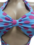 Stylish Polka Dot Halter Neck Cutout Low Back Rompers