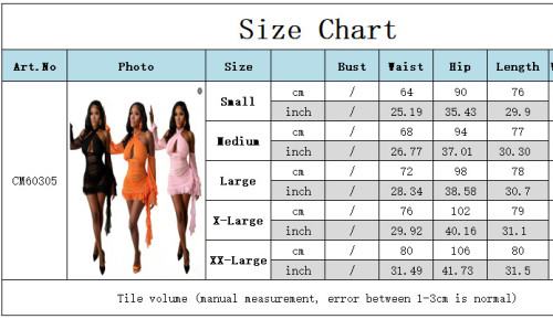 Sexy Mesh See-Through Halter Low Back Lace-Up Ruffle Dress