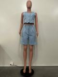 Fashion Two Piece Outfit Matching Vest Shorts Set