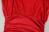 Women Chic Mock Neck Ruched Slim Bodycon Dress