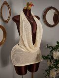 Sexy Knitting Halter Neck Cowl Neck Sleeveless Backless Mini Dress