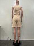 Fashion Two Piece Outfit Matching Vest Shorts Set
