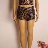 Leopard Sequin Shorts Sexy Bodycon Stretchy Shorts