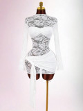 Chic See-Through Lace Patchwork Bodycon Mini Dress