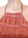 Women's Holiday Pleated Halter Top & Maxi Skirt Two-Piece Set