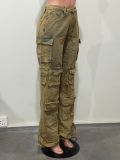 Fashion Streetwear Cargo Jeans Wide Leg Denim Pants