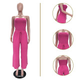 Washed Strapless Wide Leg Jumpsuit