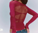 Rhinestone Sparkling Mesh Top Bodysuit Sexy Teddy Lingerie
