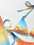 Sexy Three Piece Swimwear Gradient Mesh Skirt Cover-up with Bikini Set