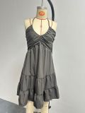 Vacation Sundress Sexy Solid Strap Casual Dress