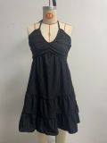 Vacation Sundress Sexy Solid Strap Casual Dress