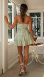 Sexy Solid Halter V-Neck A-line Holiday Dress