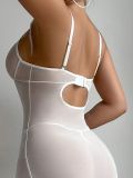 Women Lingerie Sexy Transparent Butterfly Decor Slit Long Nightgown