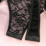 Sexy Contrast Color Floral Lace Garter Teddy Lingerie