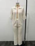 Hollow Knitted Two Piece Pants Set Beachwear