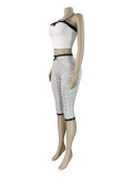 Bow Cami Crop Top Polka Dot Capri Pants Two Piece Set