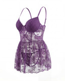 Plus Sexy Lingerie Lace See-Through Night Dress with Pantie