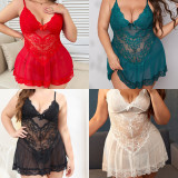 Plus Sexy Lingerie Lace See-Through Night Dress