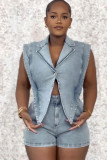Casual Washed Denim Fashion Rompers