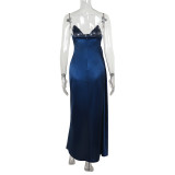 Strapless Ruched Sexy Slit Maxi Evening Dress