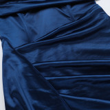 Strapless Ruched Sexy Slit Maxi Evening Dress