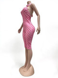 Fashion Polka Dot Print Streetchy Halter Neck Backless Rompers