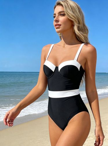 Contrast Color One-piece Swimsuit