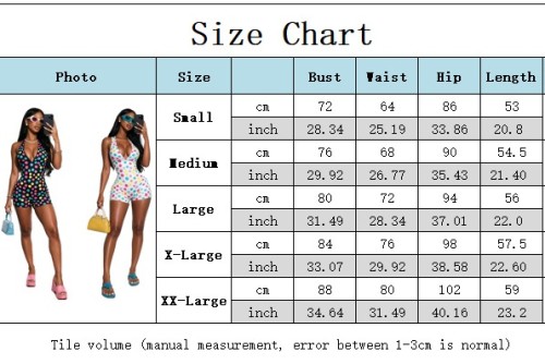 Fashion Polka Dot V-Neck Halter Backless Slim Rompers