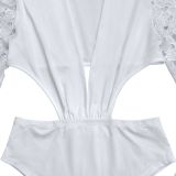 Sexy Deep-V Hollow Out Lace Slit Dress