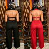 Trendy Eyelet Holes Loose Straight Wide-Leg Pants Set