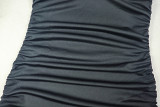 Solid Patchwork Sleeveless Ruched Bodycon Maxi Dress