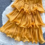 Sexy Halter Low Back Loose Layered Dress