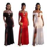 Chic Sexy Off-Shoulder High Slit Maxi Evening Dress