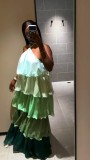 Halter Neck Sleeveless Layered Maxi Dress