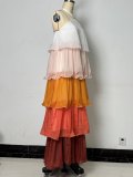 Halter Neck Sleeveless Layered Maxi Dress