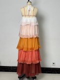 Halter Neck Sleeveless Layered Maxi Dress