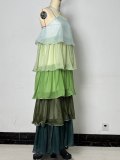 Halter Neck Sleeveless Layered Maxi Dress