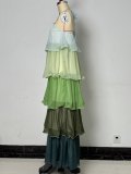 Halter Neck Sleeveless Layered Maxi Dress