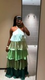 Halter Neck Sleeveless Layered Maxi Dress
