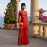 Chic Sexy Off-Shoulder High Slit Maxi Evening Dress