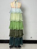 Halter Neck Sleeveless Layered Maxi Dress