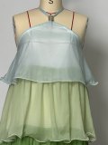Halter Neck Sleeveless Layered Maxi Dress