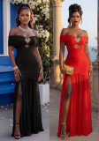 Chic Sexy Off-Shoulder High Slit Maxi Evening Dress