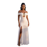 Chic Sexy Off-Shoulder High Slit Maxi Evening Dress