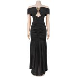Chic Sexy Off-Shoulder High Slit Maxi Evening Dress