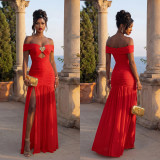 Chic Sexy Off-Shoulder High Slit Maxi Evening Dress
